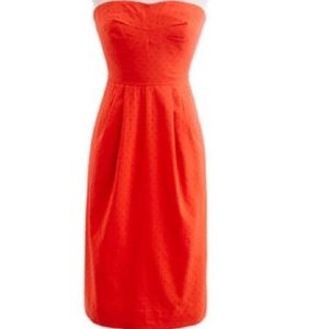 J. Crew Orange Strapless Swiss Dot Dress, Size 12